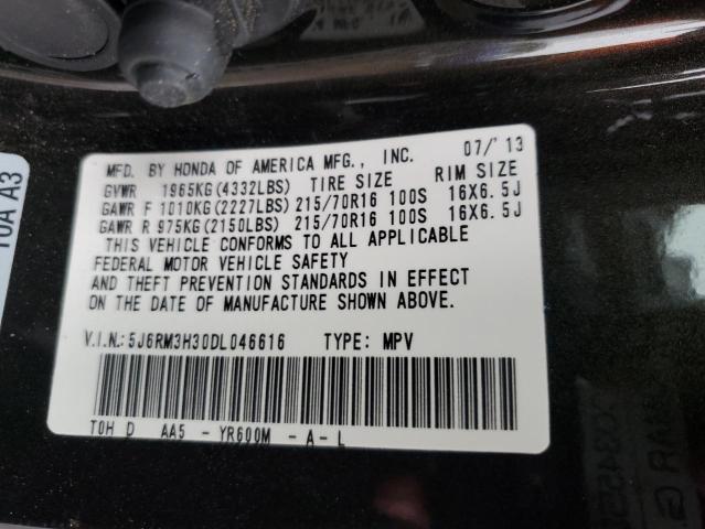 5J6RM3H30DL046616 - 2013 HONDA CR-V LX CHARCOAL photo 12