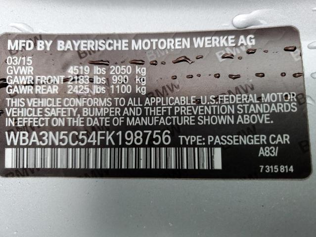 WBA3N5C54FK198756 - 2015 BMW 428 XI SILVER photo 13