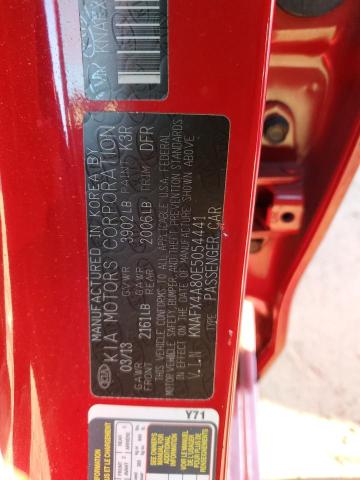 KNAFX4A80E5054441 - 2014 KIA FORTE EX RED photo 12