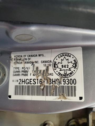 2HGES16413H919300 - 2003 HONDA CIVIC DX SILVER photo 12