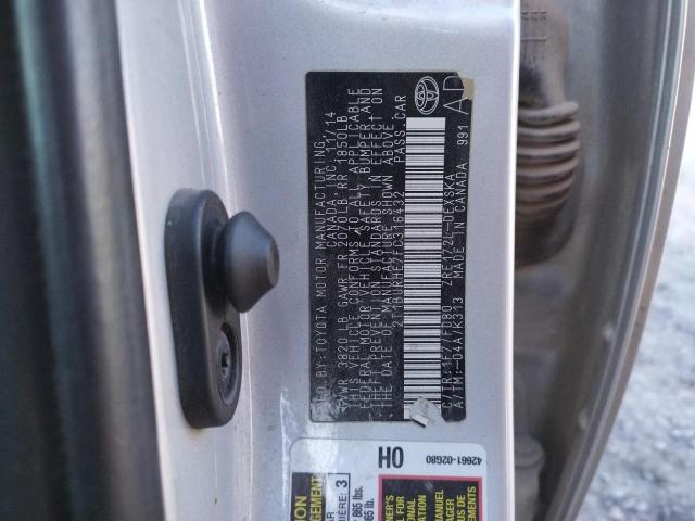 2T1BURHE7FC316432 - 2015 TOYOTA COROLLA L SILVER photo 12