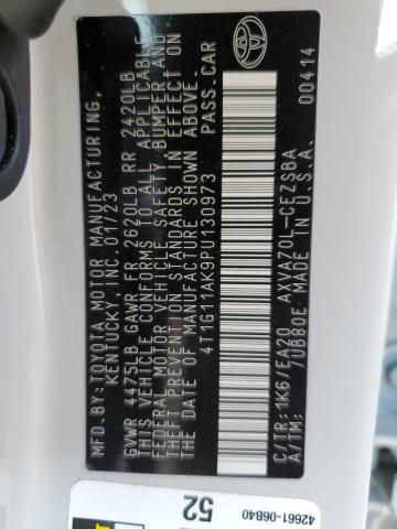 4T1G11AK9PU130973 - 2023 TOYOTA CAMRY SE NIGHT SHADE WHITE photo 12