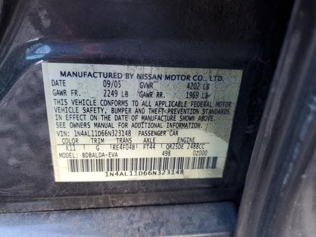 1N4AL11D66N323148 - 2006 NISSAN ALTIMA S GRAY photo 13