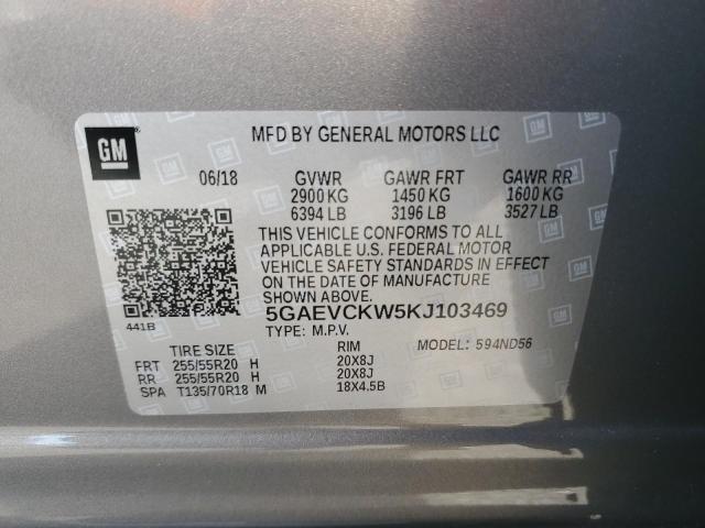 5GAEVCKW5KJ103469 - 2019 BUICK ENCLAVE AVENIR GRAY photo 13