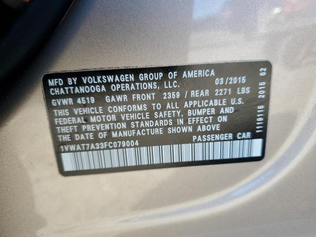 1VWAT7A33FC079004 - 2015 VOLKSWAGEN PASSAT S SILVER photo 12