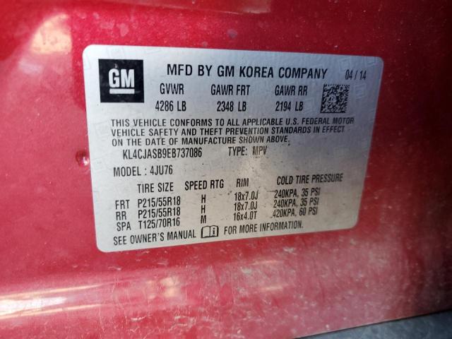 KL4CJASB9EB737086 - 2014 BUICK ENCORE RED photo 14