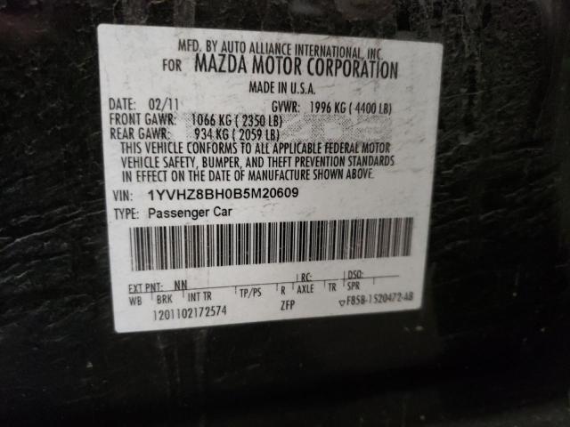 1YVHZ8BH0B5M20609 - 2011 MAZDA 6 I Schwarz Foto 12