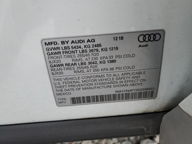 WA1CNAFY2K2036453 - 2019 AUDI Q5 PRESTIGE 白色 照片 13