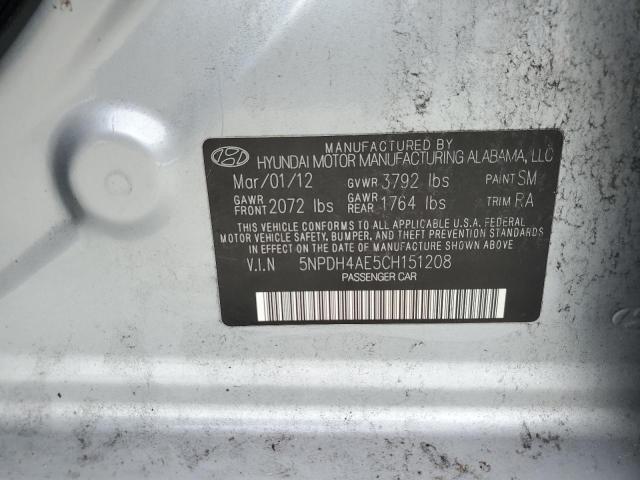 5NPDH4AE5CH151208 - 2012 HYUNDAI ELANTRA GLS SILVER photo 13