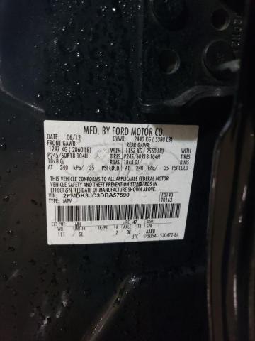 2FMDK3JC3DBA57590 - 2013 FORD EDGE SEL BLACK photo 12