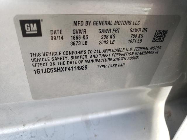 1G1JC6SHXF4114938 - 2015 CHEVROLET SONIC LT SILVER photo 12