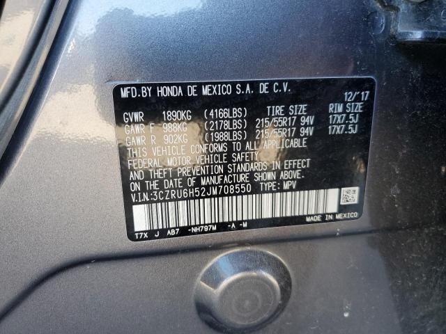 3CZRU6H52JM708550 - 2018 HONDA HR-V EX GRAY photo 12