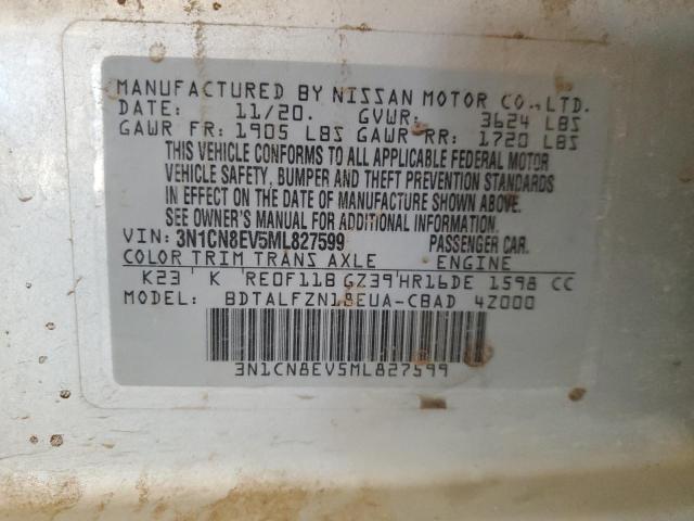 3N1CN8EV5ML827599 - 2021 NISSAN VERSA SV SILVER photo 12