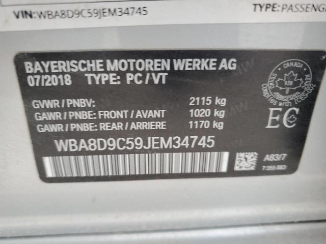 WBA8D9C59JEM34745 - 2018 BMW 330 XI SILVER photo 12