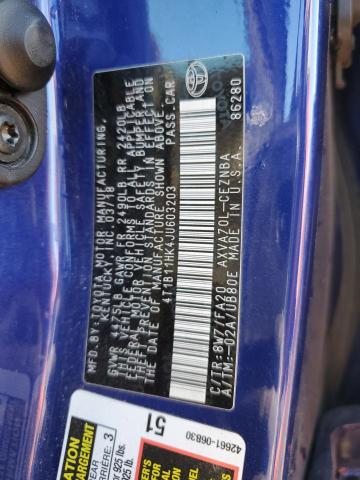 4T1B11HK4JU603203 - 2018 TOYOTA CAMRY L BLUE photo 12