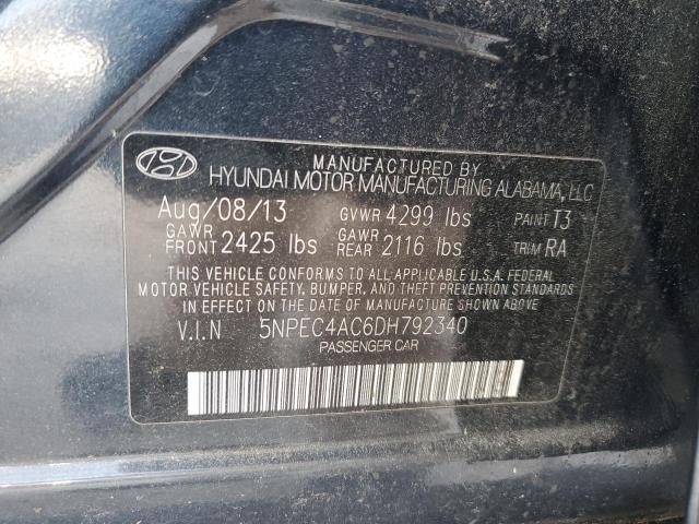 5NPEC4AC6DH792340 - 2013 HYUNDAI SONATA SE BLACK photo 12