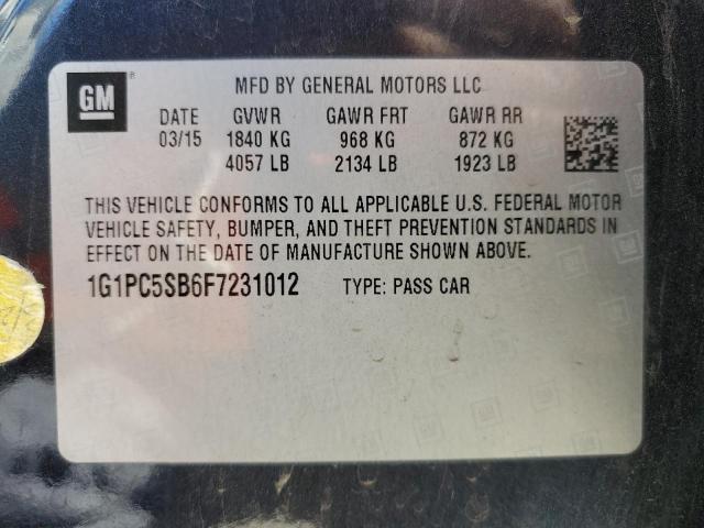 1G1PC5SB6F7231012 - 2015 CHEVROLET CRUZE LT CHARCOAL photo 12