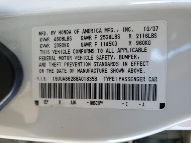 19UUA66288A018358 - 2008 ACURA TL WHITE photo 12