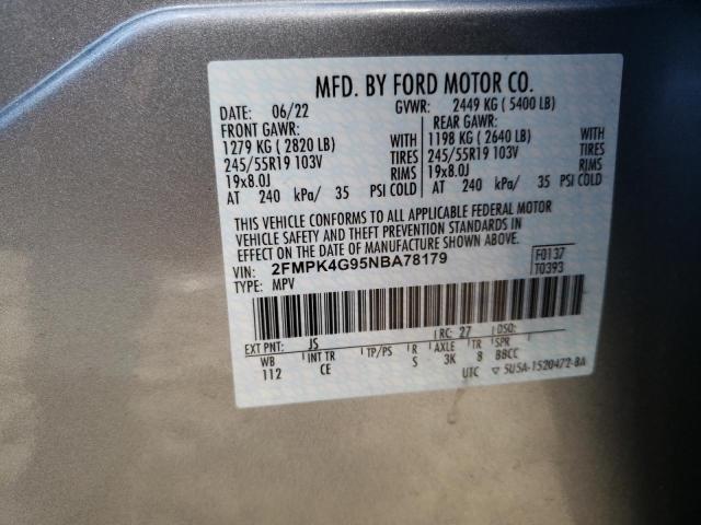 2FMPK4G95NBA78179 - 2022 FORD EDGE SE SILVER photo 13