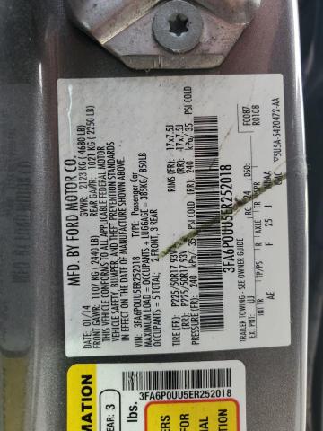 3FA6P0UU5ER252018 - 2014 FORD FUSION S HYBRID GRAY photo 12