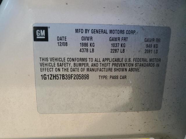 1G1ZH57B39F205898 - 2009 CHEVROLET MALIBU 1LT TAN photo 12