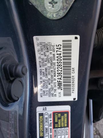 JHMFA36228S004745 - 2008 HONDA CIVIC HYBRID GRAY photo 12