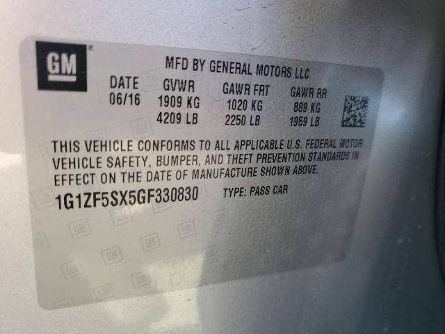 1G1ZF5SX5GF330830 - 2016 CHEVROLET MALIBU LIM LT 银色 照片 12