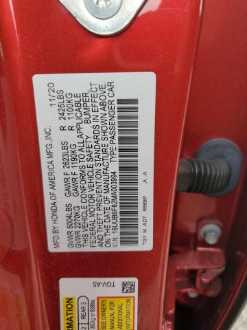 19UUB6F62MA003994 - 2021 ACURA TLX ADVANCE RED photo 12