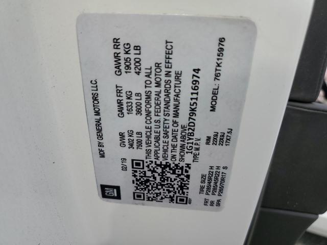 1G1YB2D79K5116974 - 2019 CHEVROLET CORVETTE STINGRAY 1LT WHITE photo 13