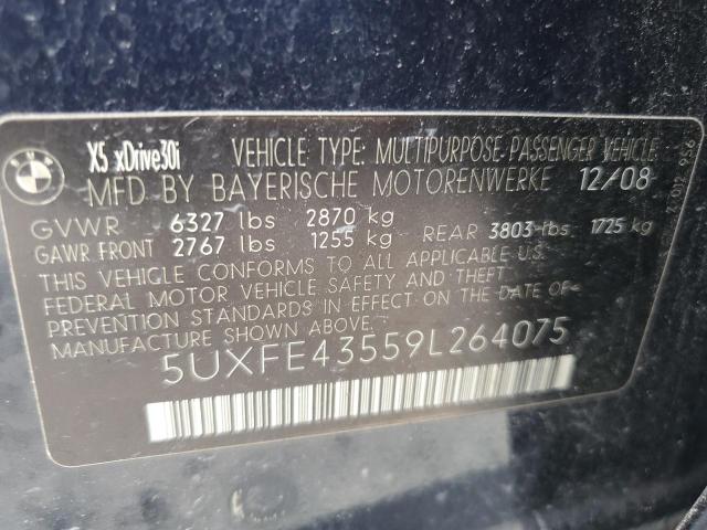 5UXFE43559L264075 - 2009 BMW X5 XDRIVE30I BLUE photo 12