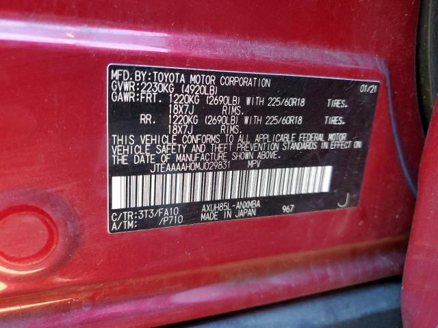 JTEAAAAH0MJ029831 - 2021 TOYOTA VENZA LE RED photo 13