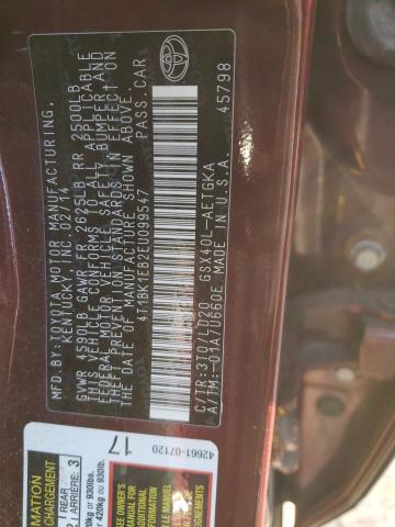 4T1BK1EB2EU099547 - 2014 TOYOTA AVALON BASE 栗色 照片 12