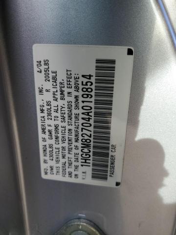 1HGCM82704A019854 - 2004 HONDA ACCORD EX SILVER photo 13