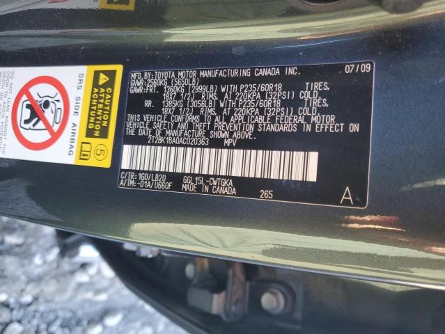 2T2BK1BA0AC020363 - 2010 LEXUS RX 350 GRAY photo 12