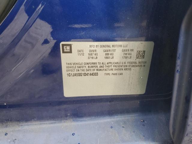 1G1JA5SG1D4144303 - 2013 CHEVROLET SONIC LS 蓝色 照片 12