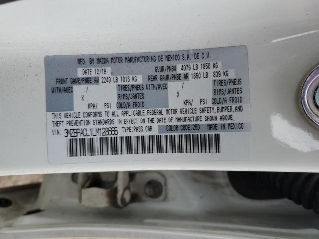 3MZBPACL1LM128665 - 2020 MAZDA 3 SELECT WHITE photo 12