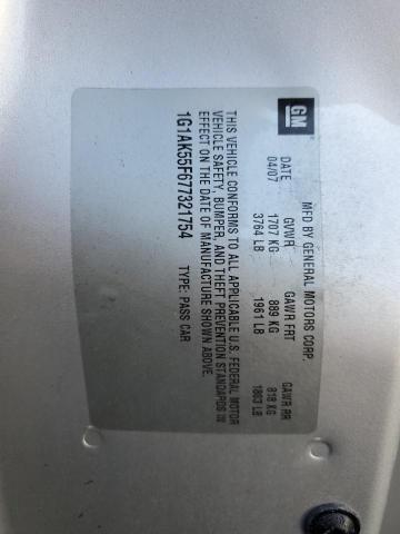 1G1AK55F677321754 - 2007 CHEVROLET COBALT LS SILVER photo 12