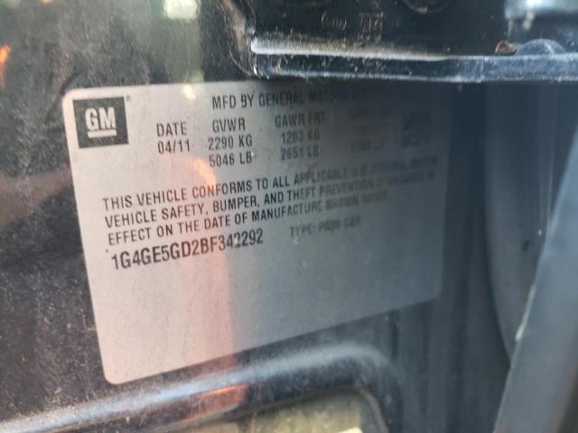 1G4GE5GD2BF342292 - 2011 BUICK LACROSSE CXS BLACK photo 12