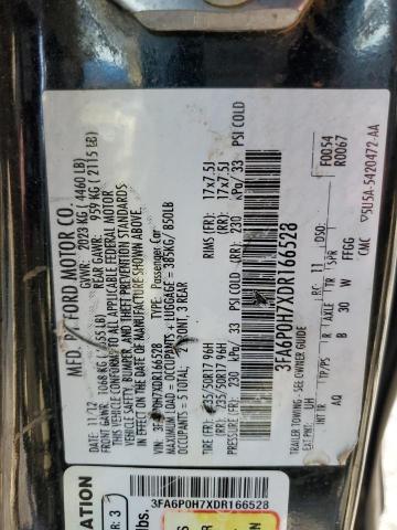 3FA6P0H7XDR166528 - 2013 FORD FUSION SE BLACK photo 12