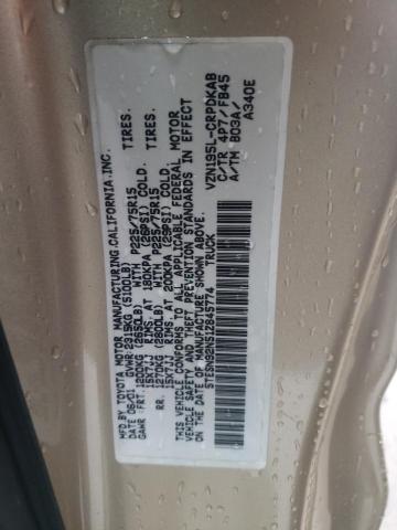 5TESN92N51Z845774 - 2001 TOYOTA TACOMA XTRACAB PRERUNNER ოქროსფერი ფოტო 12