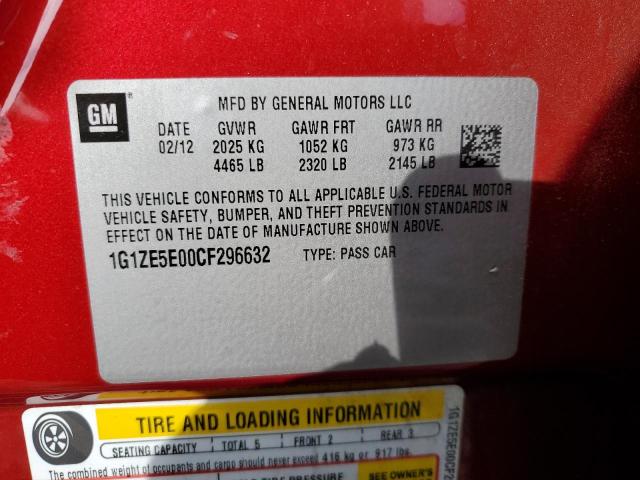 1G1ZE5E00CF296632 - 2012 CHEVROLET MALIBU LTZ წითელი ფოტო 12