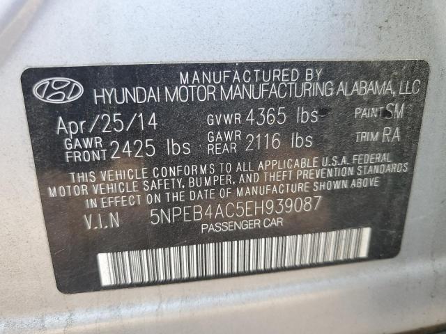 5NPEB4AC5EH939087 - 2014 HYUNDAI SONATA GLS SILVER photo 12