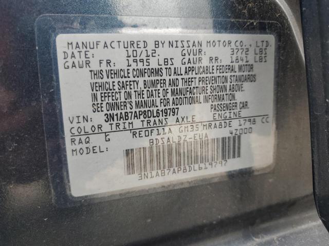 3N1AB7AP8DL619797 - 2013 NISSAN SENTRA S BLUE photo 13