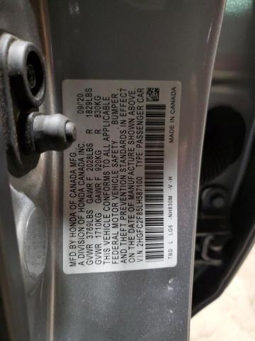2HGFC2F85LH587100 - 2020 HONDA CIVIC SPORT 银色 照片 12
