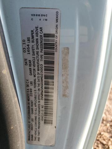 3VWRW3AG0AM023003 - 2010 VOLKSWAGEN NEW BEETLE BLUE photo 12