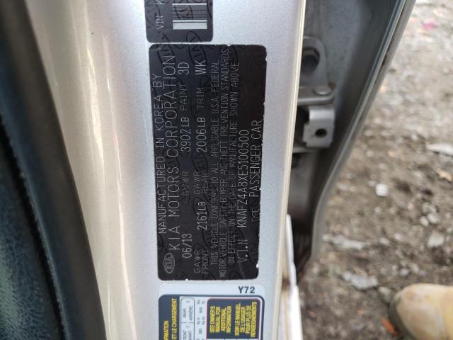 KNAFZ4A8XE5100500 - 2014 KIA FORTE EX SILVER photo 13