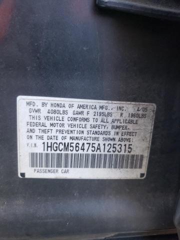 1HGCM56475A125315 - 2005 HONDA ACCORD LX GRAY photo 13