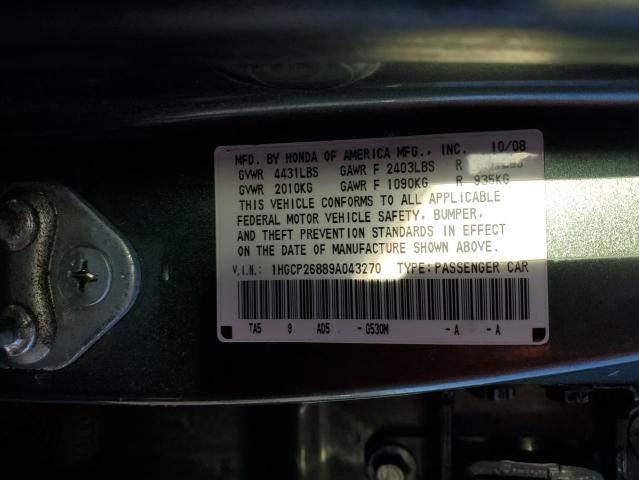 1HGCP26889A043270 - 2009 HONDA ACCORD EXL GREEN photo 13