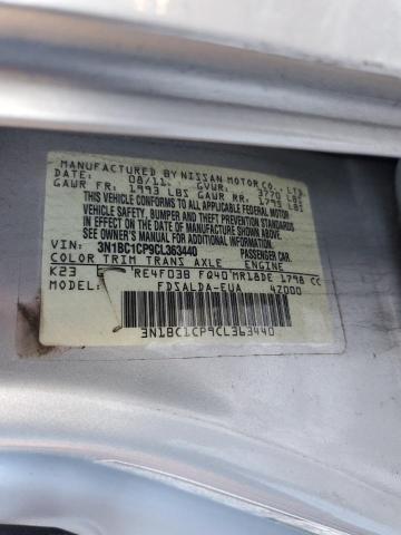 3N1BC1CP9CL363440 - 2012 NISSAN VERSA S SILVER photo 12