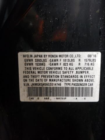 JHMGK5H56GS014746 - 2016 HONDA FIT LX BLACK photo 12